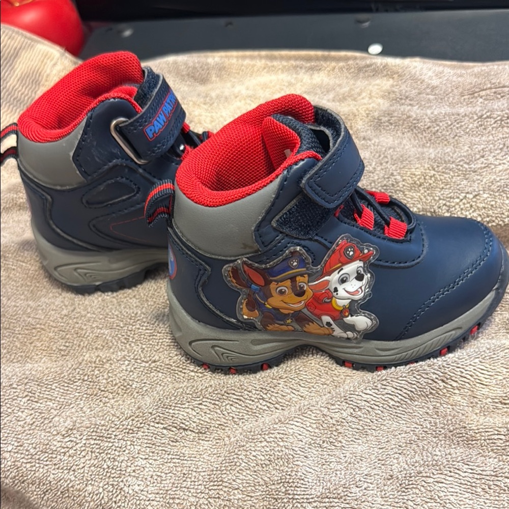 Paw Patrol Blue and Red High-Top Boots with Durable Sole